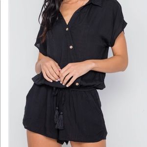 Black button up romper